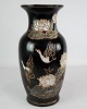 Ceramic vase 
with black 
glaze and 
decorated with 
flowers. The 
vase is in 
great vintage 
...