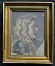 Bentzen, Edvard 
Harald (1833 - 
1914) Denmark: 
Girl portrait. 
Oil on canvas / 
glued on 
masonite. ...