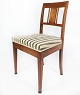 Dining room chair of mahogany with inlaid wood and upholstered with striped fabric from the ...