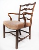 Antique armchair of mahogany and with original upholstery of light fabric from the 1880s. H - ...