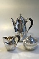 Georg Jensen Sterling Silver Cosmos Mocca Pot and Creamer & Sugar Bowl No 45