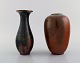 Paul Dressler for Grotenburg, Germany. Two vases in glazed stoneware. Beautiful 
crackle glaze in shades of red and green. 1940s.
