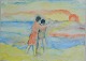 Nielsen, Jens 
(1891 - 1978) 
Denmark: 
Persons by the 
sea. Watercolor 
on paper. 
Unsigned. 24 x 
33 ...