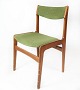 Set of four dining room chairs in teak and green upholstery, designed by Erik Buck from the ...