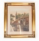 Print with city 
motif and 
gilded frame.
75 x 65 cm.