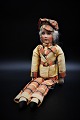 Old Boudoir doll in fabric with painted papier-mache face.The doll has nice fabric clothes and ...