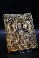Old Greek Icon 
painted on wood 
with mounted 
Riza of brass 
with a really 
nice patina. 
Dimensions: ...