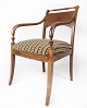 Armchair of polished mahogany and upholstered with green striped fabric from the 1860s.H - 86 ...