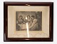 Print with portrait of three women and dark wooden frame from the 1940s. 39 x 49 cm.