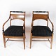 Set of two armchairs in birch wood and upholstered with black striped fabric, 
from the 1840s. 
5000m2 showroom.