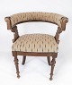 Antique armchair of oak and with original upholstery of light fabric, from the 1920s.H - 77 ...