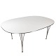 Super Ellipse 
spisebord med 
hvid laminat 
designet af 
Piet Hein og 
Arne Jacobsen, 
samt ...