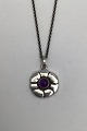 Georg Jensen Sterling Silver Pendant with light purple stone No, 436