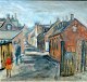Frandsen, 
Kristian (1902 
-) Danmark. 
Street scene 
from Aarhus. 
Oil on canvas. 
Signed. 60 x 65 
...