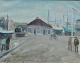 Frandsen, 
Kristian (1902 
-) Denmark: 
Scene from the 
Port of Aarhus. 
Signed 
Monogram: KF. 
Oil on ...