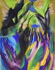Ivy Lysdal, f 1937. Dansk keramiker og kunstmaler. Mixed media på karton. Stort 
abstrakt modernistisk maleri. Koloristisk palette. Sent 1900-tallet.
