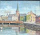 Zier, Wolmer 
(1910 - 1990) 
Denmark: Århus 
with Århus Å 
and bridge. Oil 
on canvas. 
Signed: 43 x 
...