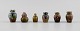 Six Belgian miniature vases in glazed ceramics. Mid-20th century.
