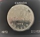 Canada. Silver 
dollar 1972. 
Diameter 35 mm. 
In box