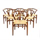 Hans J Wegner: Set of 6 "The Wishbone Chair". Oak, smoked stain