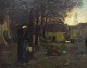 Flora Macdonald Reid (1860-1940), britisk kunstner. Olie på lærred. Bysceneri. 
Sent 1800-tallet.
