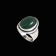 Danish Art deco Silver Ring with Green Agate.Stamped SK, 830S.Size 58 mm - US 8¼ - UK S - ...