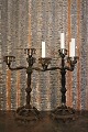 A pair of antique Swedish 1800 century candlesticks / candelabra in Fil de Fer (wire work) ...