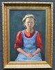 Unknown artist 
(20th century): 
Portrait of a 
girl. Oil on 
canvas. Signed 
18.8.1908 - 
1909 ...