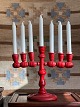 Beautiful, Swedish, seven-armed folk art Christmas candlestick in turned wood. The candlestick ...