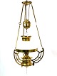 Large lamp for kerosene in brass and with shade of opaline glass in the style of Art Nouveau ...