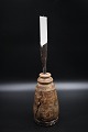 Antique Swedish candlestick in wood and wrought iron with a super fine patina. Height:29,5 cm.