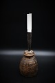 Antique Swedish candlestick in wood and wrought iron with a super fine patina. Height: 24cm.