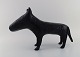 Unknown french designer. Large sculpture in black glazed stoneware. English bull terrier. Late ...