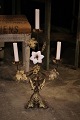 Old French 
church 
candlestick 
bronze with 
fine patina 
decorated with 
1 fine old 
white opal 
glass ...