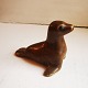 Figure in ceramic of young seal covered with brown hare fur glaze. Created by Knud Basse at his ...
