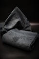 10 pcs. Beautiful black old French damask woven linen napkins with beautiful floral vines and ...