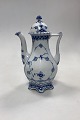 Royal Copenhagen Blue Fluted Full Lace Hexagonal Coffee Pitcher No. 128 / Lid No. 127. Measures ...