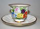 Bing & Grondahl 
large angular 
coffee cup with 
saucer, no. 98, 
hand-painted 
with flowers, 
1915 - ...