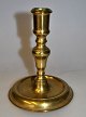 N&aelig;stved candlestick in brass, 18./19. century Denmark. Round foot and profiled trunk. ...