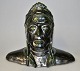 Danish potter (20th century): Bust of Dante Alighieri. Green glazed bust in cley. Signed with ...