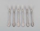 Six Georg Jensen Lily of the Valley cold meat forks in sterling silver.
