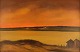 Poul Hansen 
(1918-1987), 
Denmark. Oil on 
canvas. 
Landscape with 
houses and 
sunset. Dated 
...