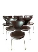 A set of 6 Seven chairs, model 3107, designed by Arne Jacobsen and manufactured by Fritz Hansen. ...
