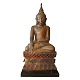 Large sitting Buddha carved in wood with remains of gilt. The Buddha originates from Myanmar in ...