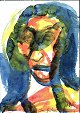 Gislason, Jon (1955): Composition. Water color on paper. Signed: Jon Gislason 98. 34 x 24 ...