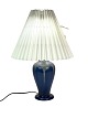 Ceramic table lamp with blue glaze and paper shade, by Michael Andersen. The lamp is in great ...