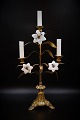 Old French 
church 
candlestick in 
bronze with 
space for 3 
candles 
and decorated 
with 3 fine, 
...