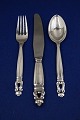 Acorn Georg Jensen Danish solid silver flatware. Settings dinner cutlery of 3 pieces, in all 18 pieces