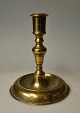 Næstved candlestick in brass, 18./19. century Denmark. Round foot and profiled. Remains of ...