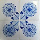 Floral tiles, 4 
psc. composite 
roses, 
Friesland, c. 
1800. Germany. 
Blue decorated. 
26.5 x 26.5 ...